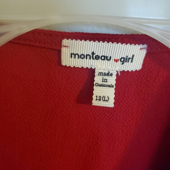 Monteau Girl Girl's Ruffle Faux Wrap Dress‎ in Red Size 12 - Picture 3 of 10